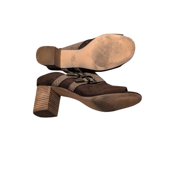 Brown Open-Toe Heeled Sandals with Buckle Details Women’s Size 10 - Picture 2 of 3